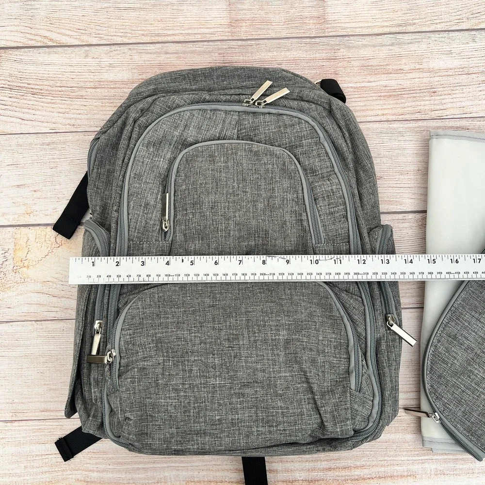 Large Diaper Bag Backpack 3 in 1 Expandable Baby Changing Station Travel Gray